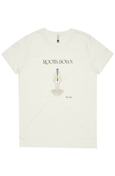 Womens Maple Organic Tee Roots Down Front