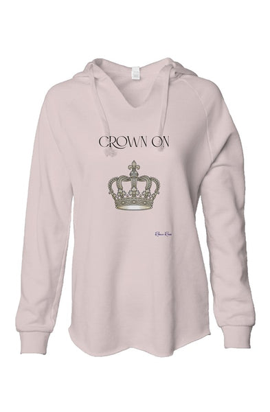 Womens Lightweight Wash Hooded Sweatshirt Crown On Front Graphic