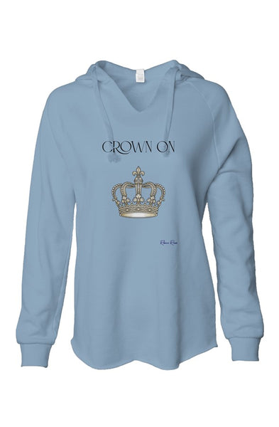 Womens Lightweight Wash Hooded Sweatshirt Crown On Front Graphic
