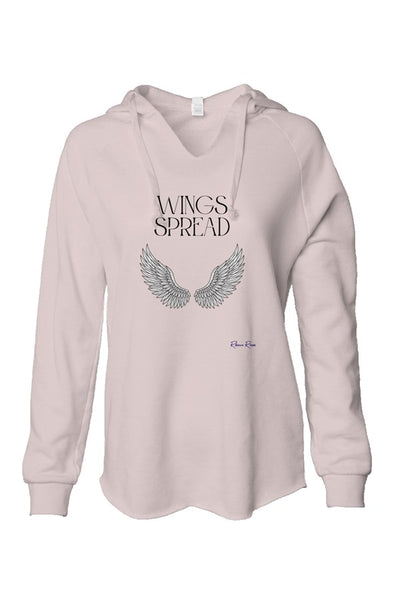 Womens Lightweight Wash Hooded Sweatshirt Wings Spread Front Graphic