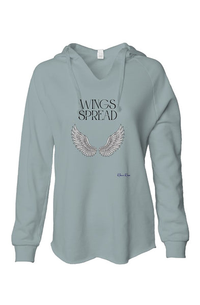Womens Lightweight Wash Hooded Sweatshirt Wings Spread Front Graphic