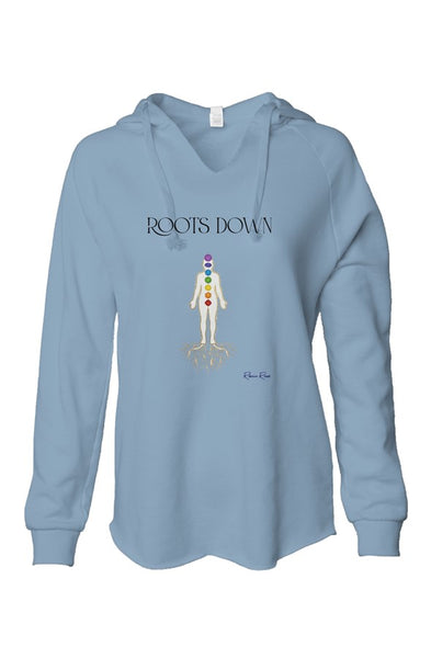 Womens Lightweight Wash Hooded Sweatshirt Roots Down Front Graphic