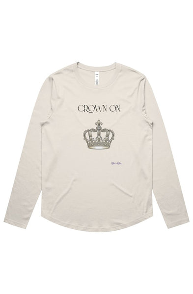 Womens Maple Curve LS Tee Crown On Front Graphic