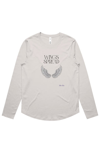 Womens Maple Curve LS Tee Wings Spread Front Graphic