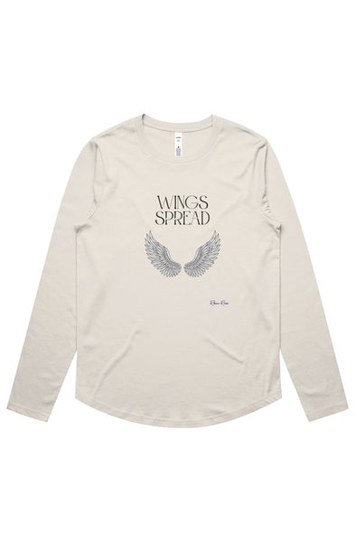 Womens Maple Curve LS Tee Wings Spread Front Graphic