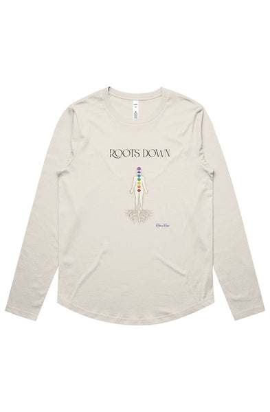 Womens Maple Curve LS Tee Roots Down Front Graphic