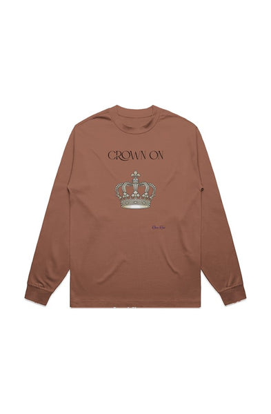 MENS HEAVY L S TEE Crown On Front Graphic