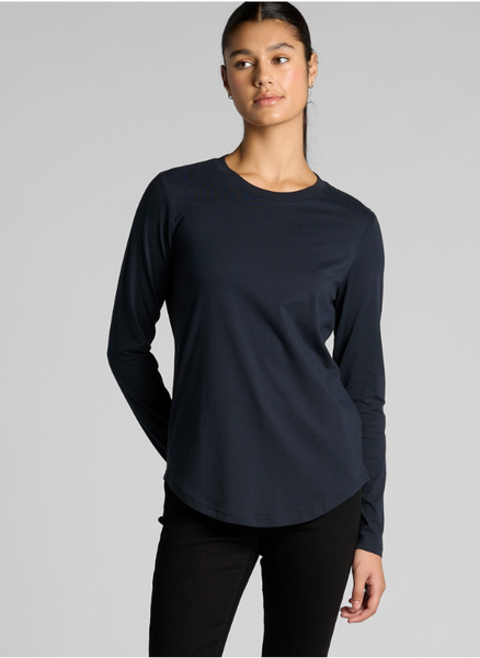 Women's Curved Long-Sleeve Tee - Bubble Wrapped (Front Graphic)